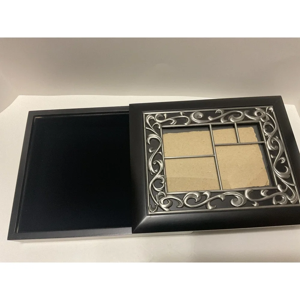 Royal Limited Wood Collage Box 5 Opening Photo Frame Lid‎ Black Silver 84780K